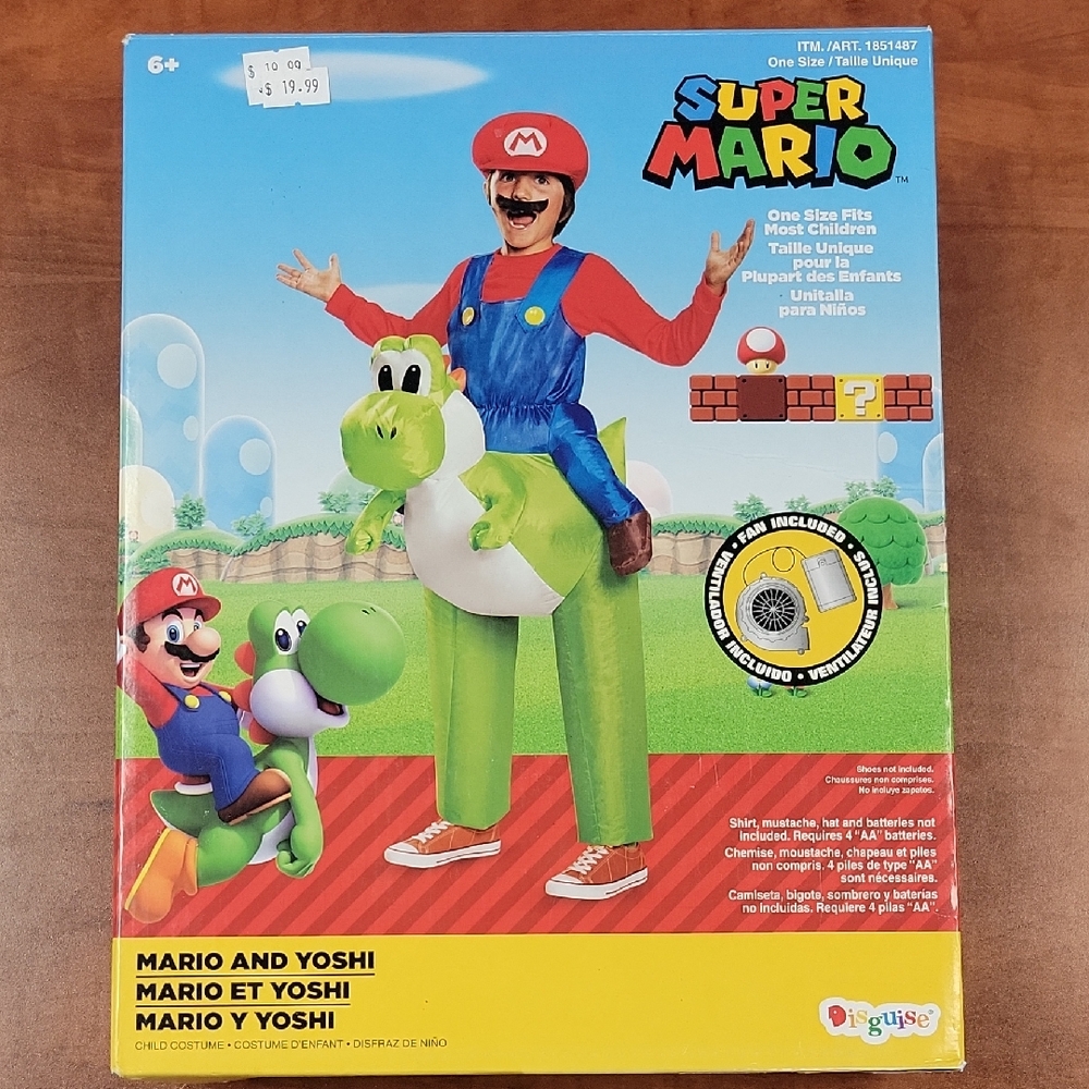 Super Mario Inflatable Mario Riding Yoshi Costume - Red, Blue, Green
